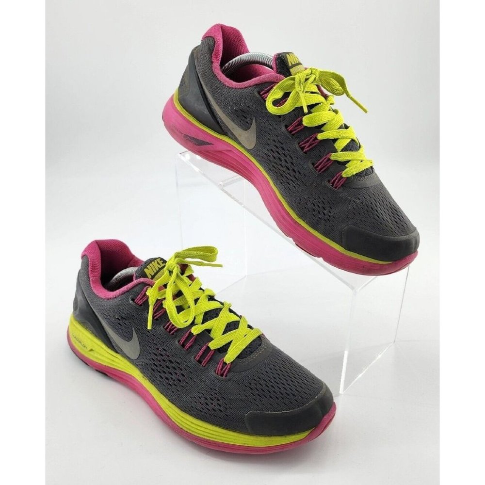 Nike Lunarglide 4 Size 7Y/Womens 8.5 Running Training Shoes 525371-001 Grey Neon